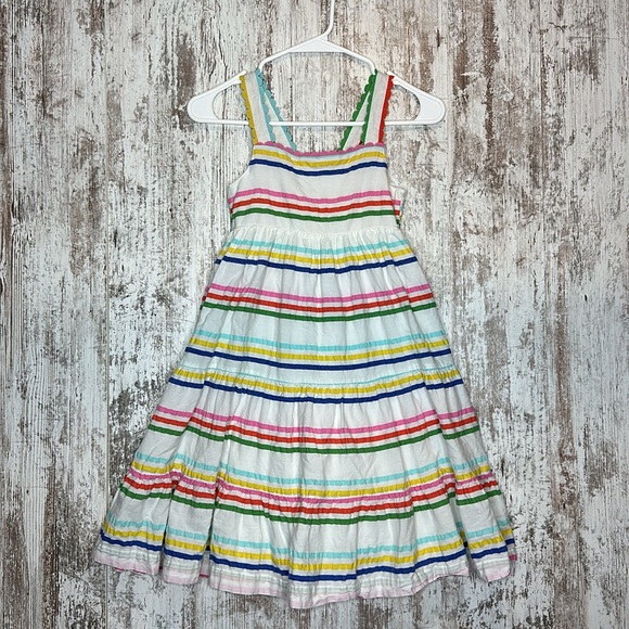 Mini Boden Rainbow Tiered Twirly Dress Size 9-10  crossover straps - Picture 4 of 8